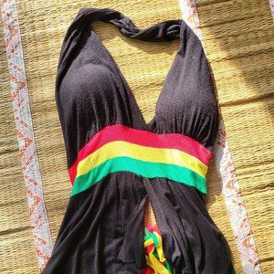 Rasta halter top, open back